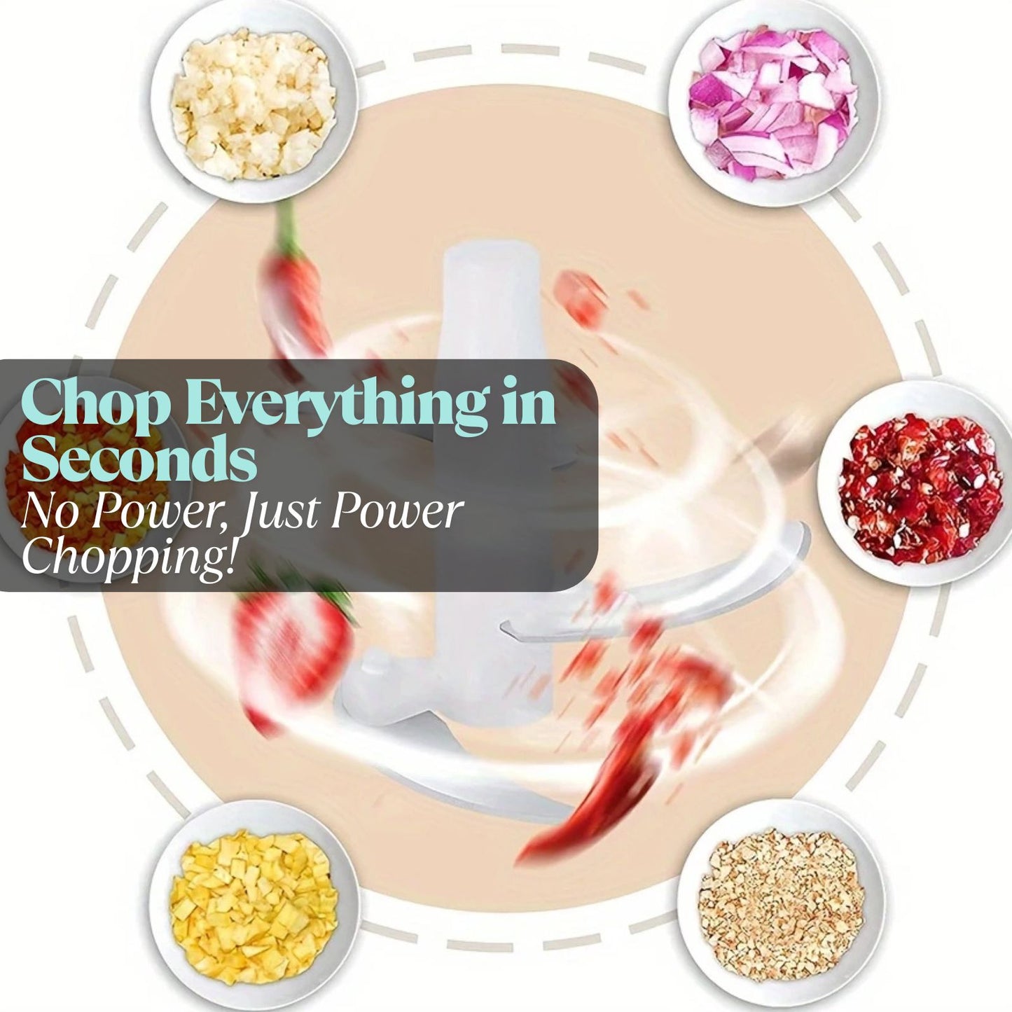 Multifunctional Manual Hand Push Chopper For Vegetables & Meat 2L, Get 3 Cutting Blades